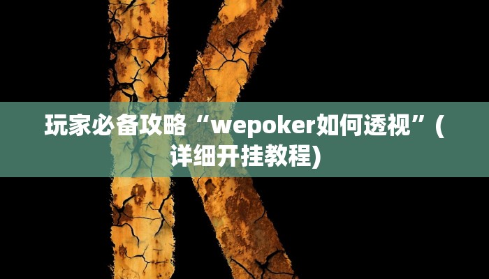 玩家必备攻略“wepoker如何透视”(详细开挂教程)