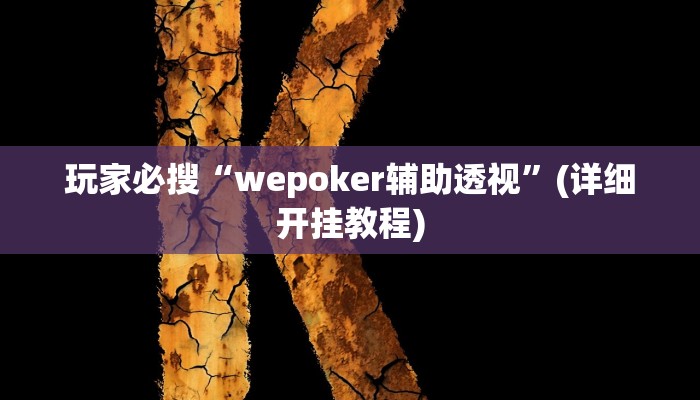 玩家必搜“wepoker辅助透视”(详细开挂教程)