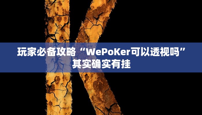 玩家必备攻略“WePoKer可以透视吗”其实确实有挂