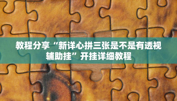 教程分享“新详心拼三张是不是有透视辅助挂”开挂详细教程
