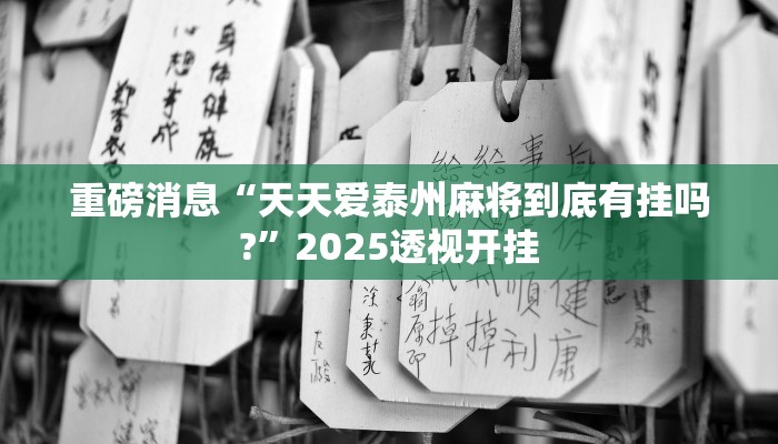 重磅消息“天天爱泰州麻将到底有挂吗?”2025透视开挂